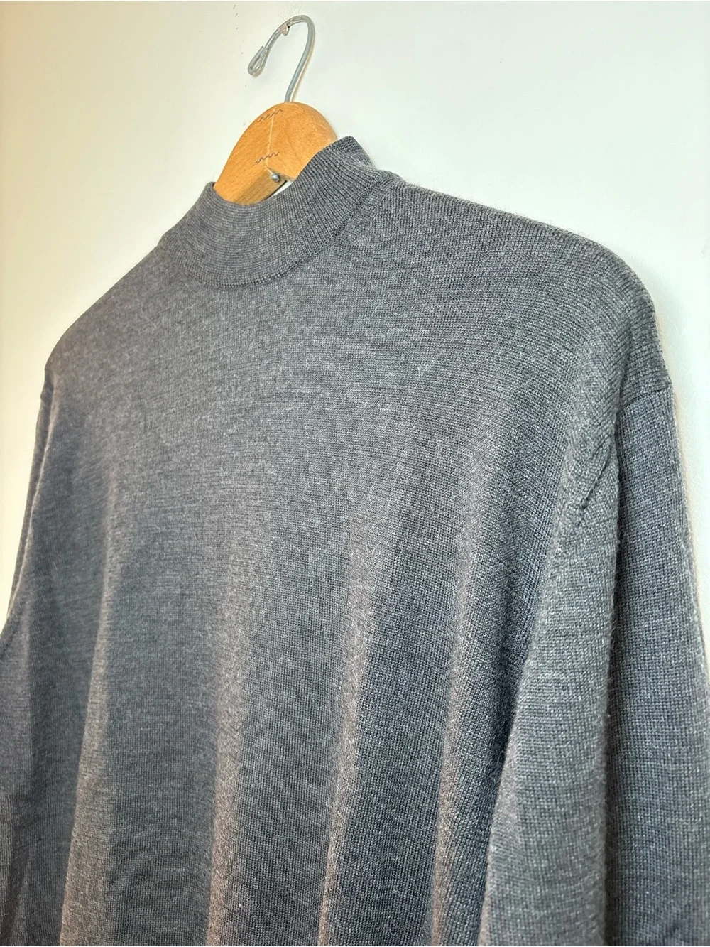 Ponte Vecchio Italy 100% Merino Wool Mock Neck Sweater Gray XL